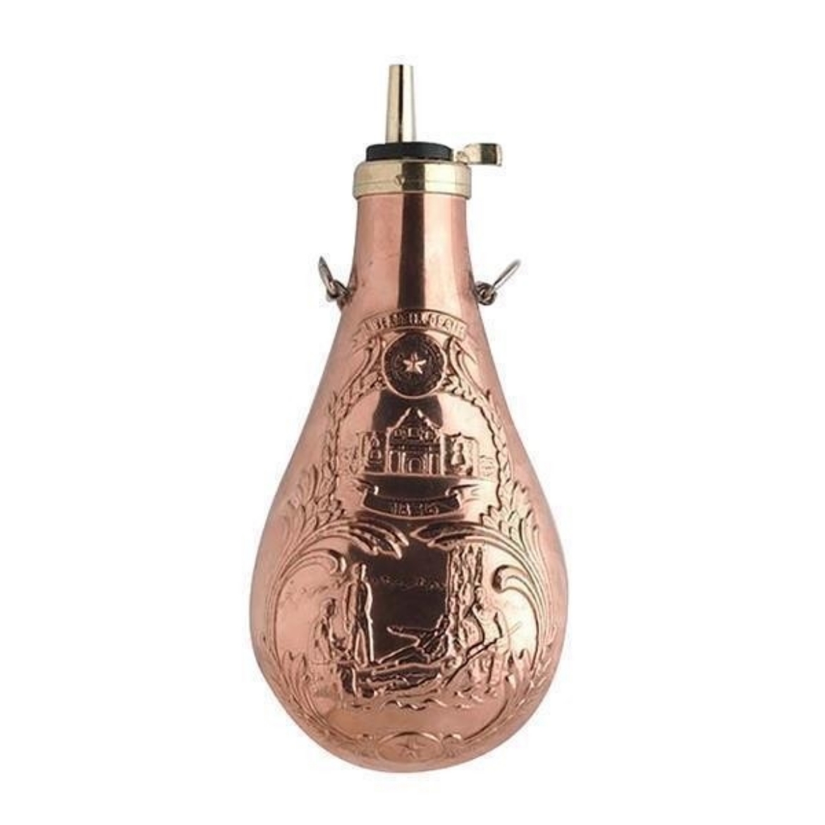Picture of POWDER FLASK, TEXAS COPPER WITH 3 SPOUTS (.60/.48/.24)