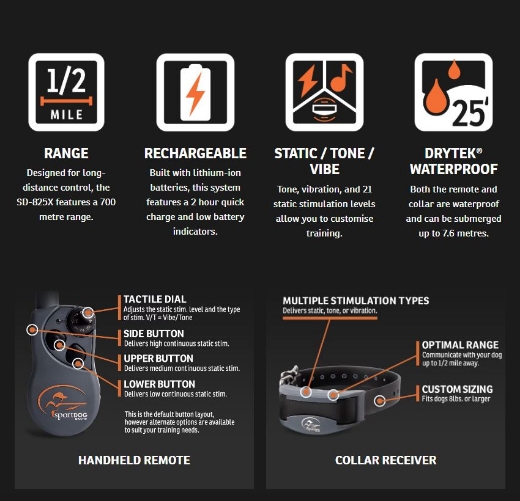 Picture of REMOTE TRAINER 700M COLLAR & REMOTE, SD-825E SPORT DOG