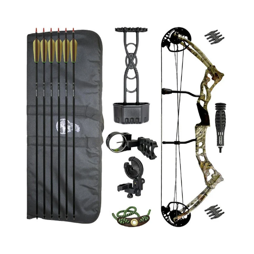Picture of VULTURE  DELUXE 45- 65LB COMPOUND BOW RH PACKAGE, INCLUDES RELEASE AID, BAG + ARROWS 5322 CAMO