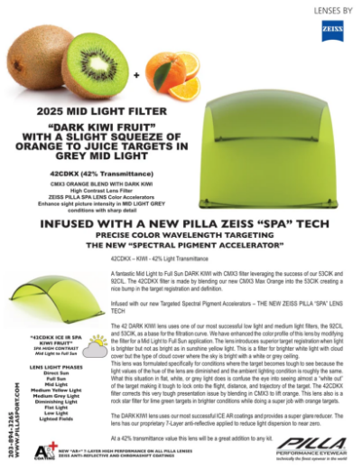 Picture of PILLA OUTLAW X6 42 DARK KIWI HIGH CONTRAST LENS   #OX6-SPA-42CDKX