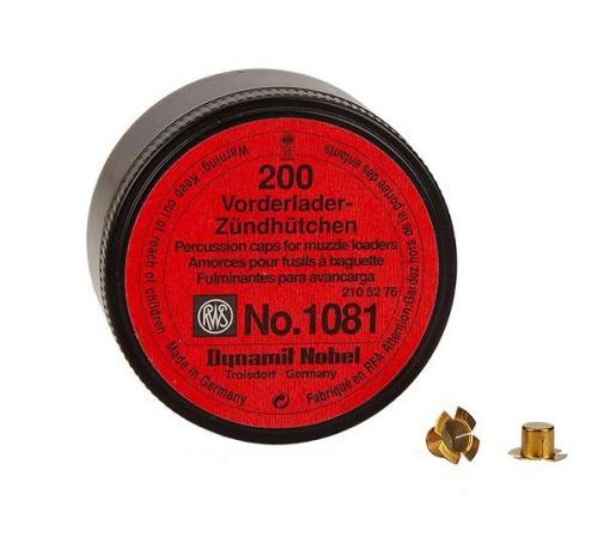 Picture of RWS PERCUSSION CAPS FOR MUZZLELOADERS SINOXID 1081 6.12 DIAM (FLANGED 4 WING TOP HAT STYLE) #2105276