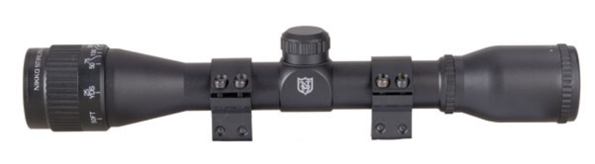 Picture of SCOPE 4X32 MOUNTMASTER WITH ADJUSTABLE OBJECTIVE  AND 3/8 MOUNTS WITH RECOIL STOP SUIT 22, NIKKO STIRLING.  NMM432