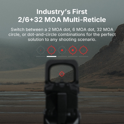 Picture of Osight XR Enclosed Red Dot Sight with Ruggedized Miniature Reflex Footprint and 2/6+32 MOA Multi-Reticle System