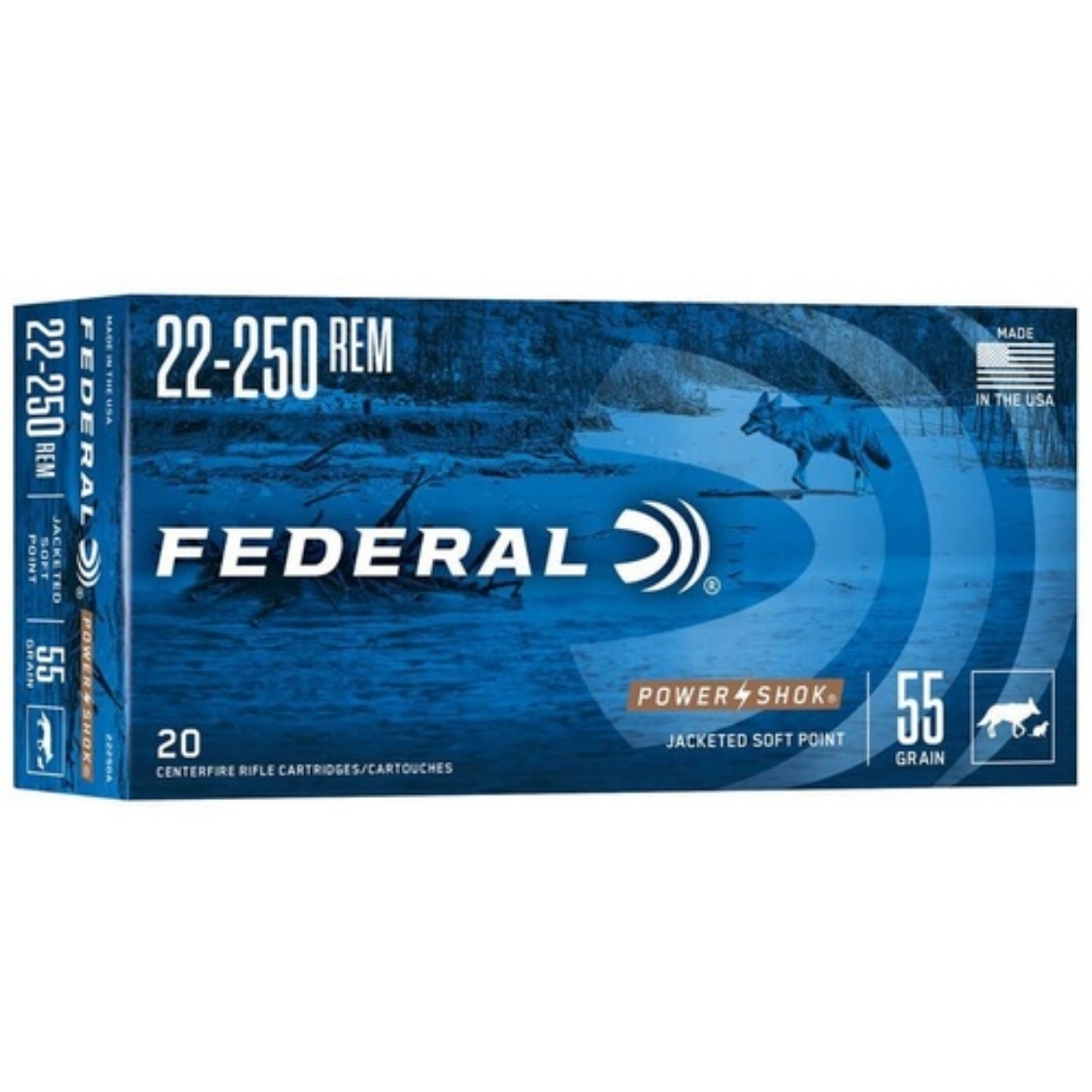 Picture of 22-250 REM 55grn SP, FEDERAL POWER-SHOK F22250A