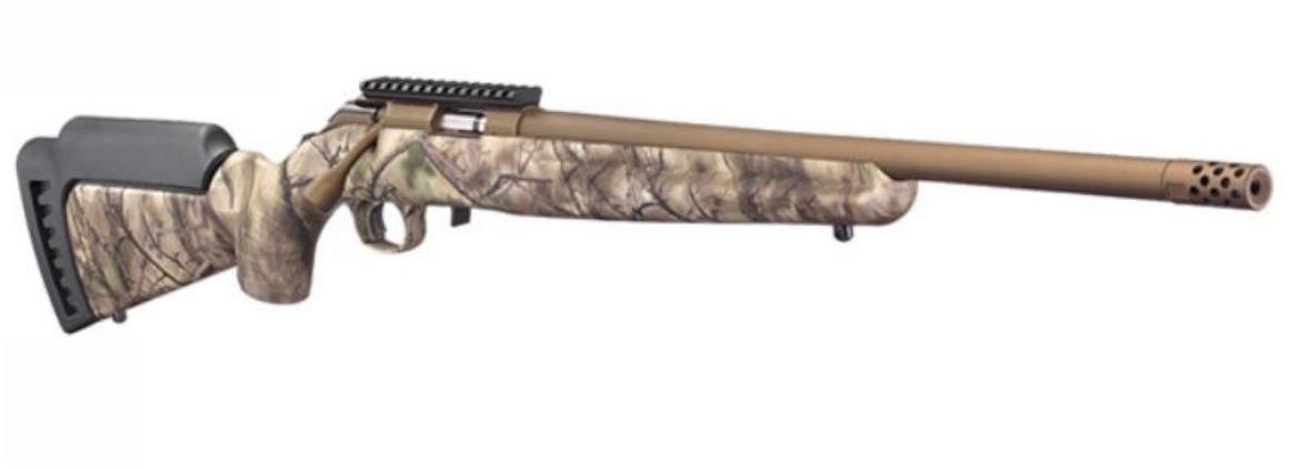 Picture of NEW RUGER AMERICAN 22LR, GO WILD CAMO/BRONZE, 18" BARREL, 10 SHOT ROTARY MAG, AMR22LRGW