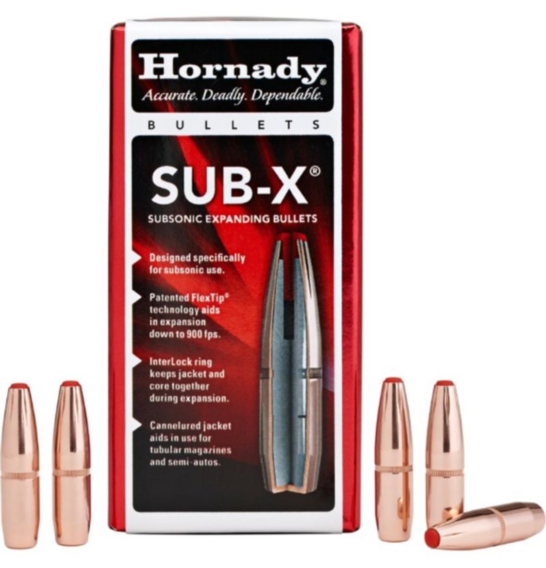 Picture of .308 / 30cal 190grn SUB-X, HORNADY 30730